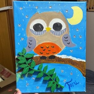 Upcycled Owl Canvas Art
